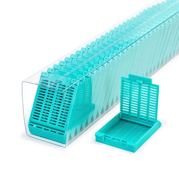 Hinged Tissue Cassette, aqua